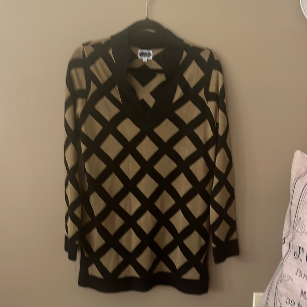 Mud Pie Sweater Tunic. Black and dark khaki.